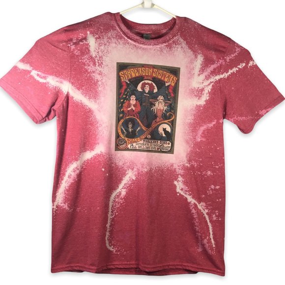 Hocus Pocus Tops - Hocus Pocus Sanderson Sisters Live Unisex Graphic Tee Bleached Pink Size Large